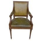 Fauteuil noyer Louis XVI fin XIXème dessus skaï