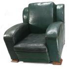 Fauteuils club en cuir vert époque Art déco 1940