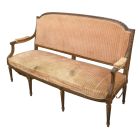 Banquette de style Louis XVI en noyer 1900