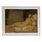 Louis Édouard Garrido Huile sur papier femme nue