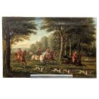 Huile sur toile Chasse à cour signée de Pellegrin Donat