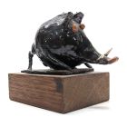 Sanglier gentil sculpture en céramique émaillée XXème