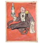Dessin aquarelle illustrateur Ernest Gayac (1870-1942)