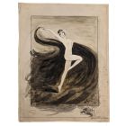 Dessin lavis illustrateur Ernest Gayac (1870-1942)