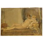 Louis Édouard Garrido Huile sur papier femme nue