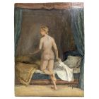Louis Édouard Garrido Huile sur panneau femme nue