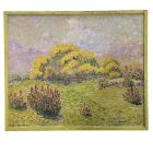Huile sur toile pointilliste paysage de Provence par Henri Grallan