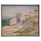 Huile sur toile pointilliste marine par Henri Grallan
