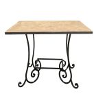 Guéridon carré ou table d'extérieur en fer forgé et carrelage 