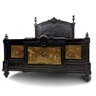 Lit Napoléon III à décor de panneaux en laque et incrustations Japonais époque Meiji
