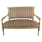 Canapé de style directoire laqué peint dessus velours vert