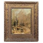 Huile sur bois paysage de campagne Andrée Seailles 