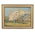 Huile sur bois paysage de campagne Andrée Seailles 