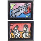 Tableaux femmes nues par Jean-Pierre Alliès (paire)