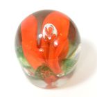 Presse-papier en sulfure type fleur orange