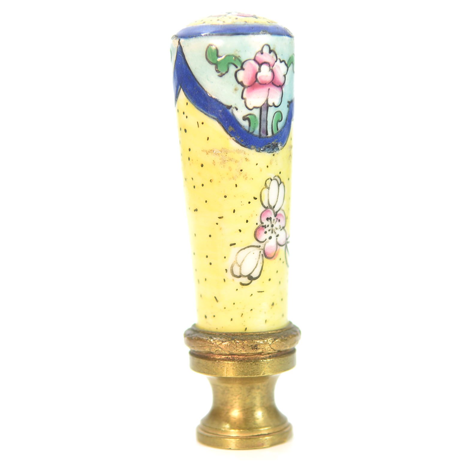 Sceau à cacheter de collection en porcelaine et bronze 