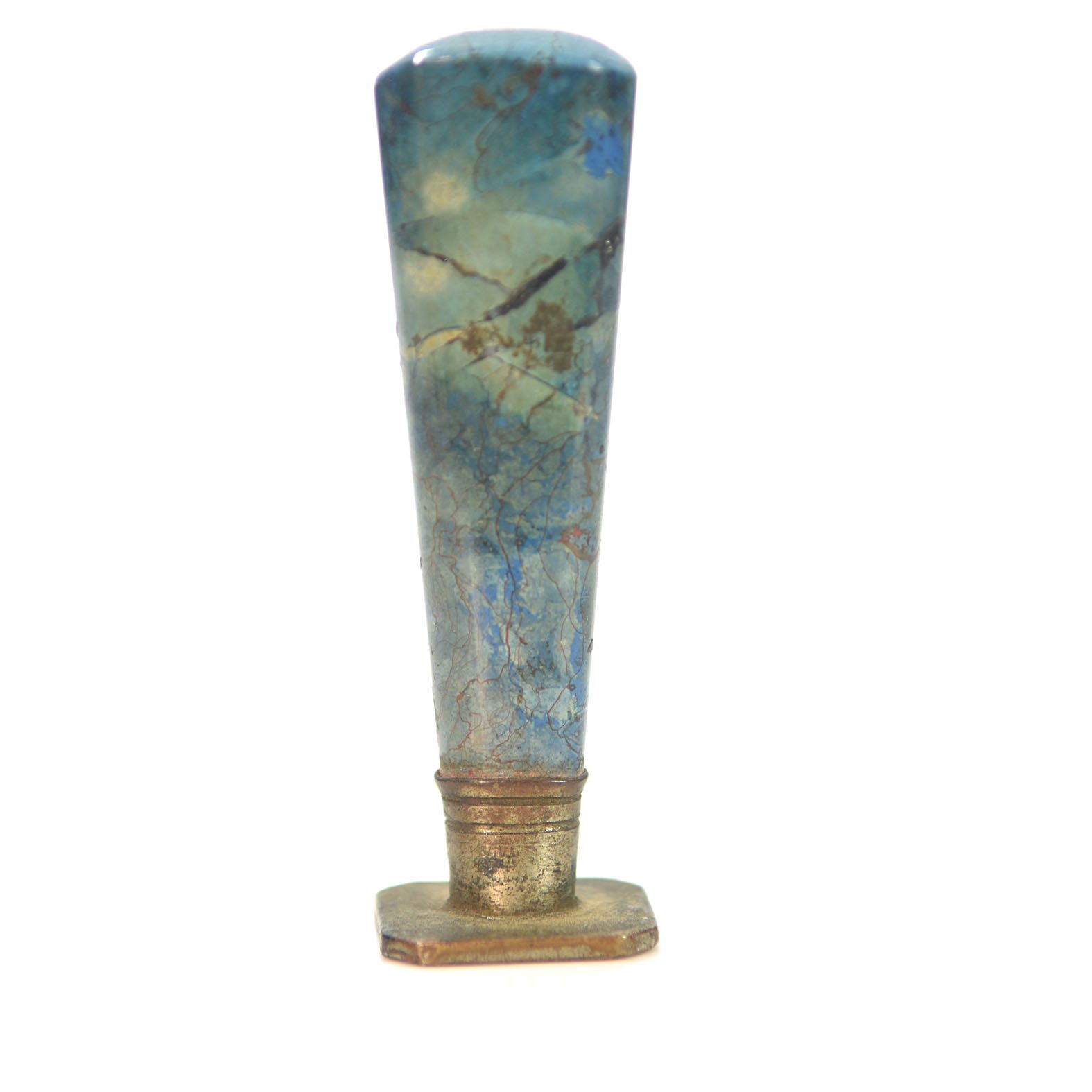 Sceau à cacheter de collection en lapis et bronze 