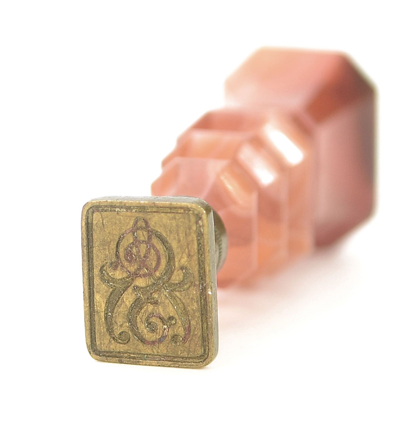 Sceau à cacheter de collection en agate et bronze 