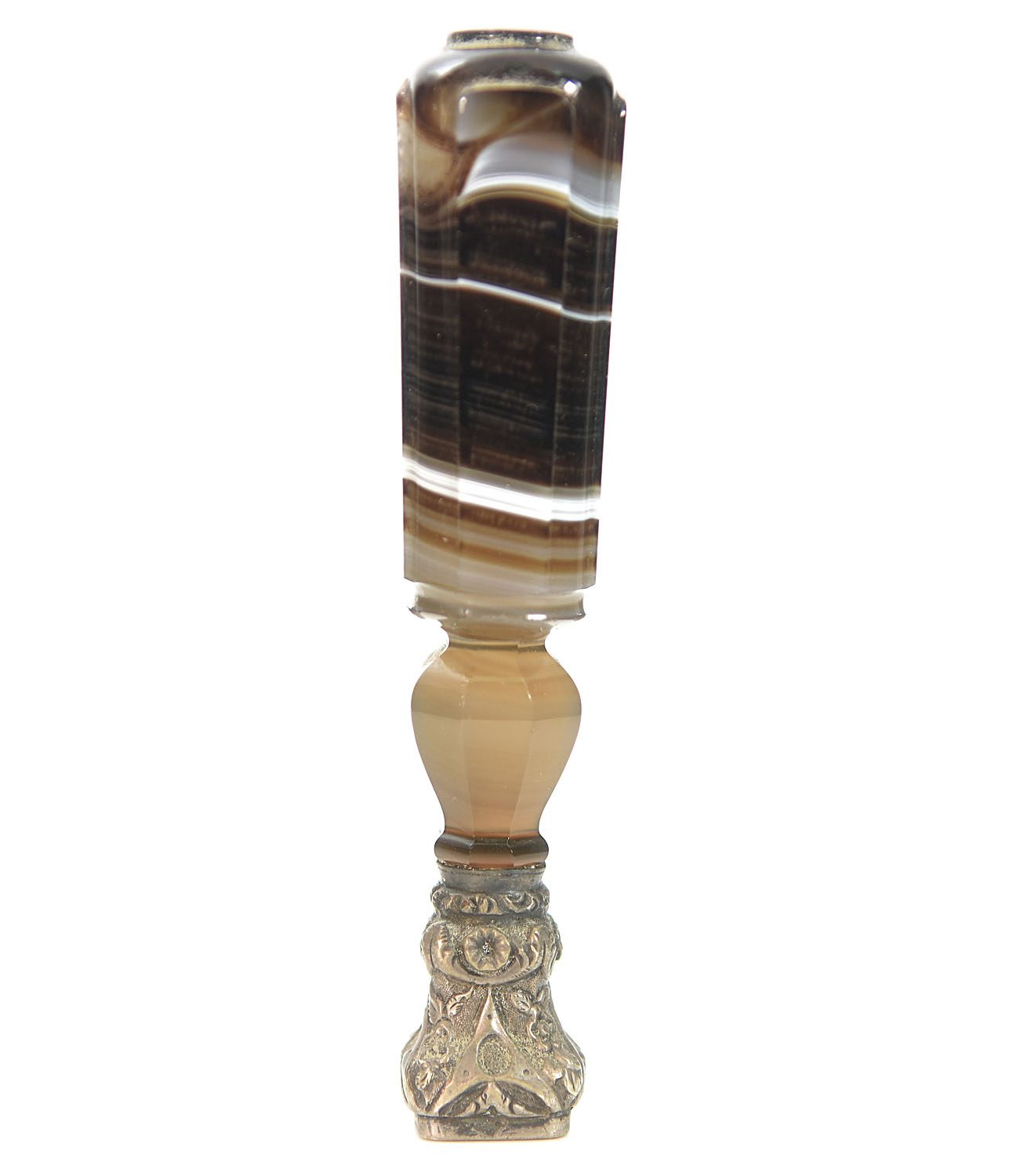 Gros sceau à cacheter de collection agate et argent XIXème