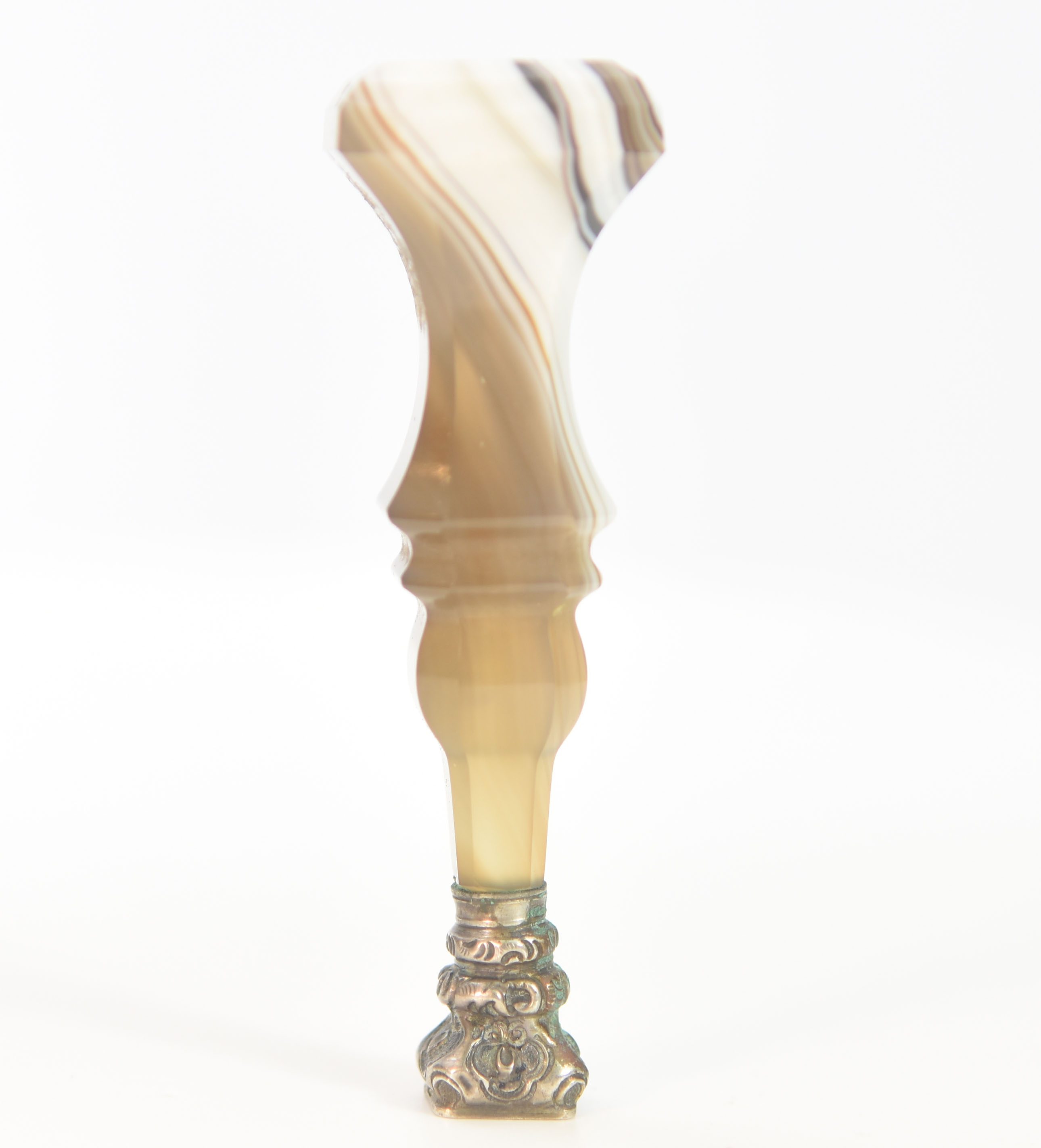 Sceau à cacheter de collection vierge en agate et argent