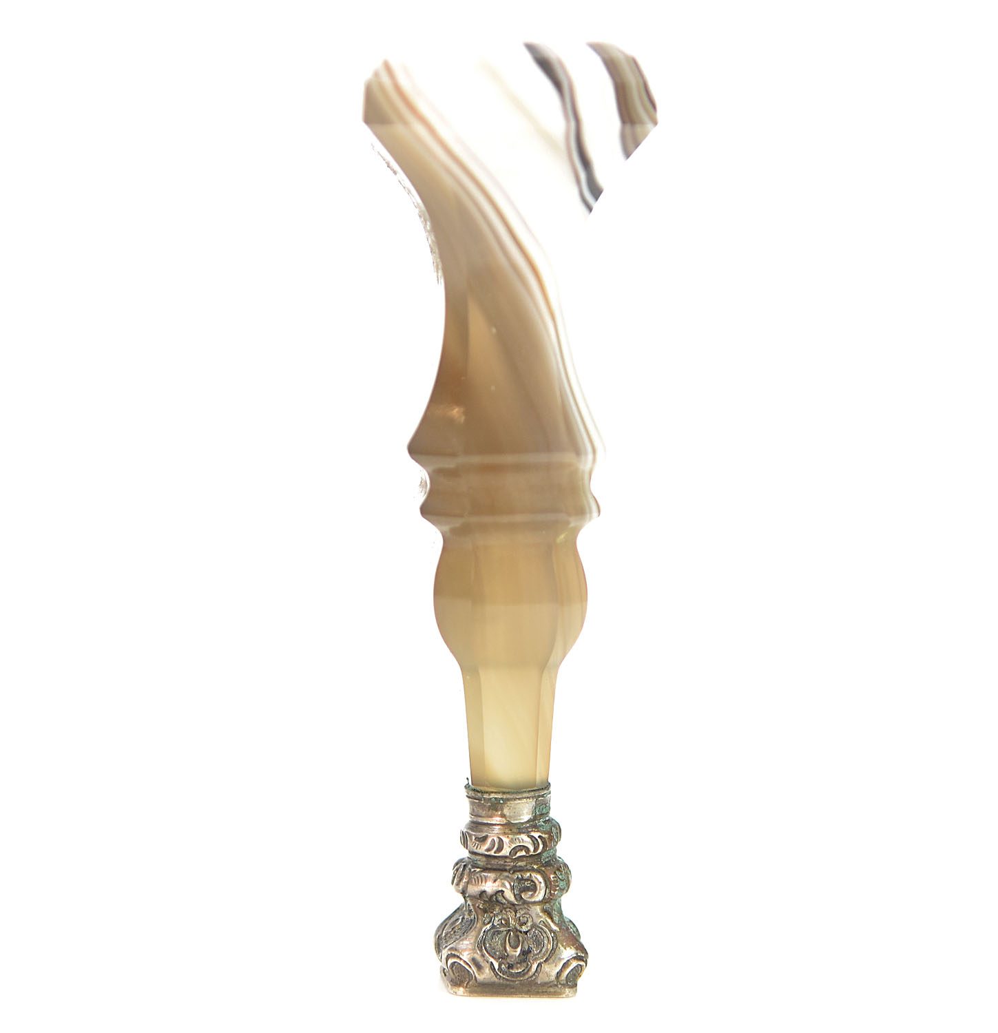 Sceau à cacheter de collection vierge en agate et argent