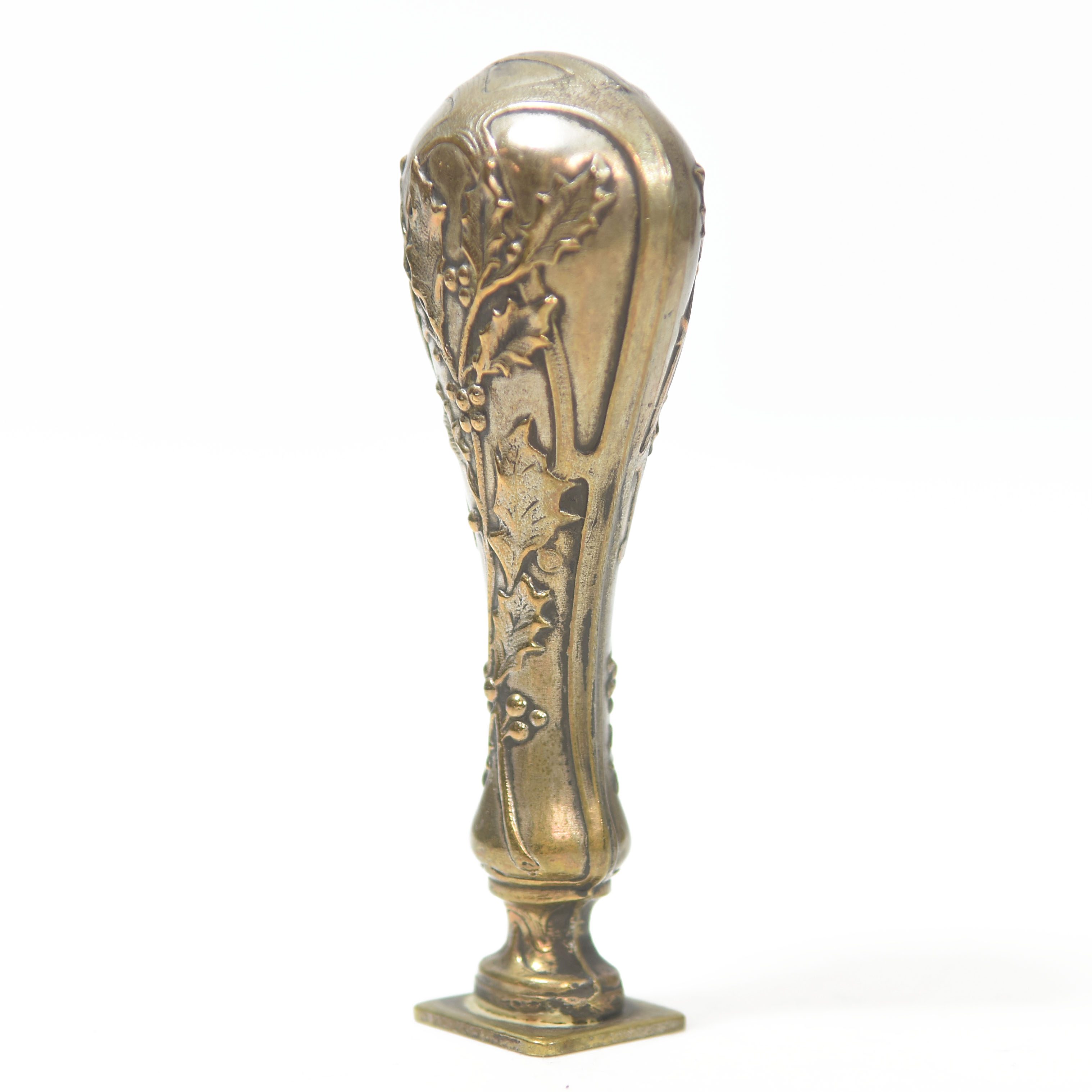 Sceau à cacheter de collection en métal argenté ou argent décor floral