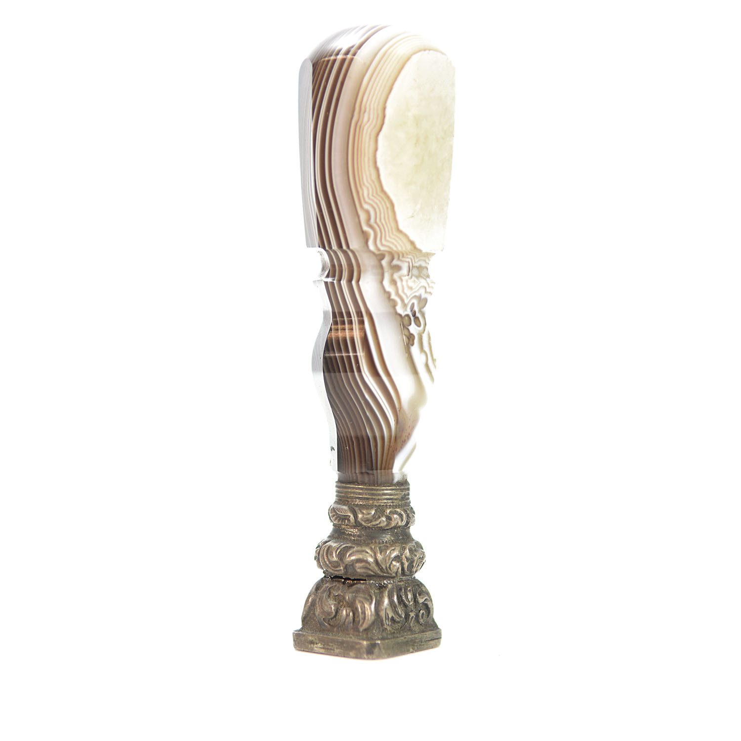 Sceau à cacheter de collection en agate et argent XIXème
