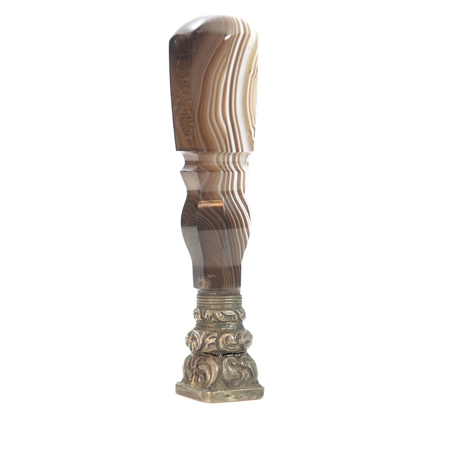 Sceau à cacheter de collection en agate et argent XIXème