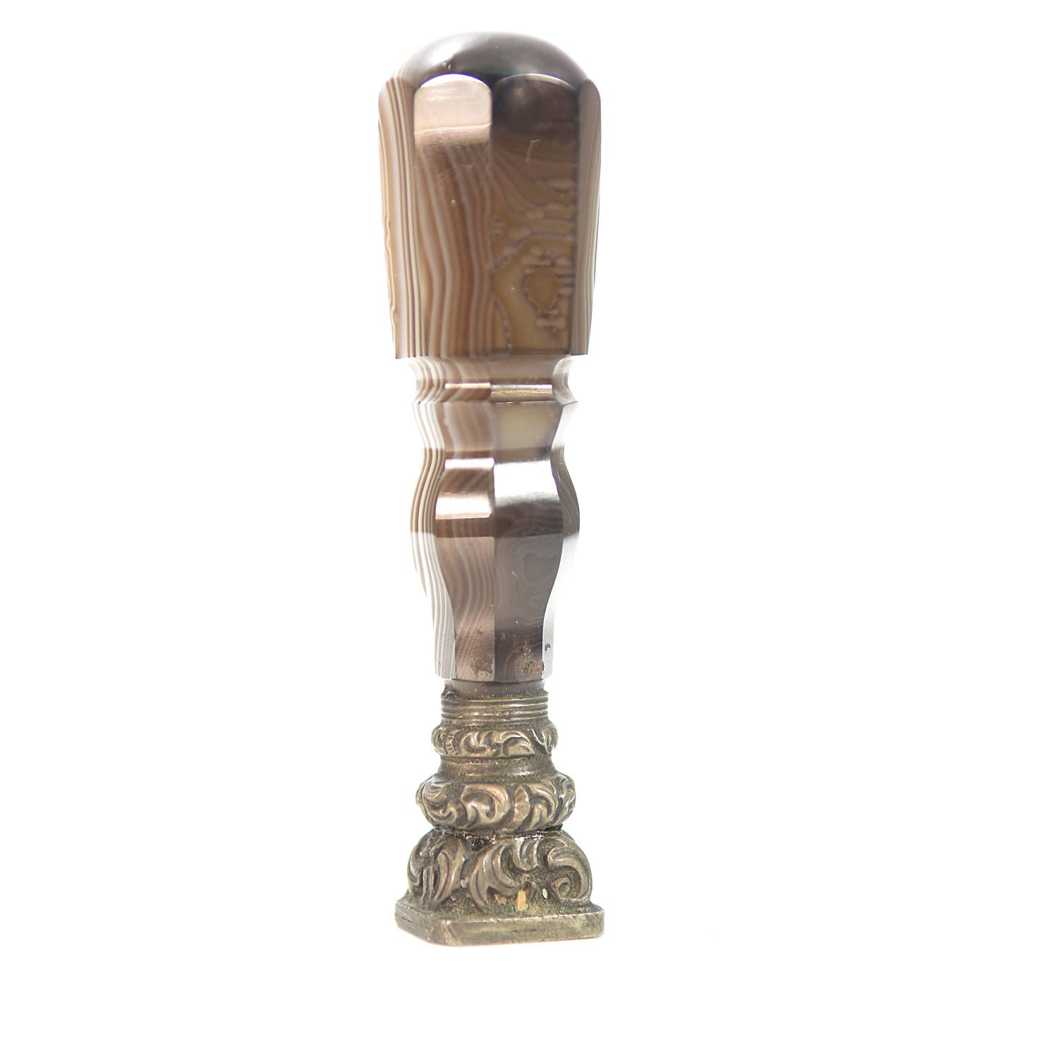 Sceau à cacheter de collection en agate et argent XIXème