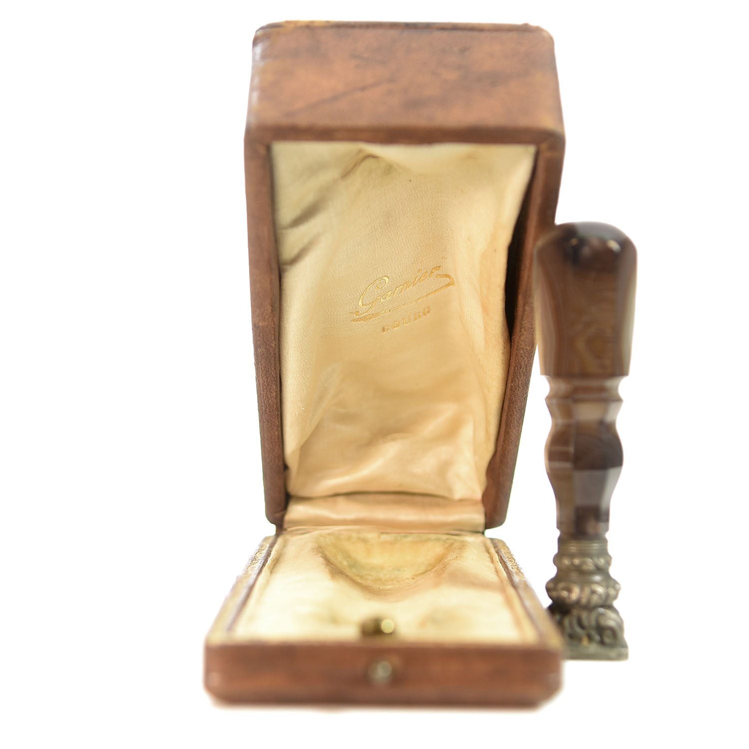 Sceau à cacheter de collection en agate et argent XIXème