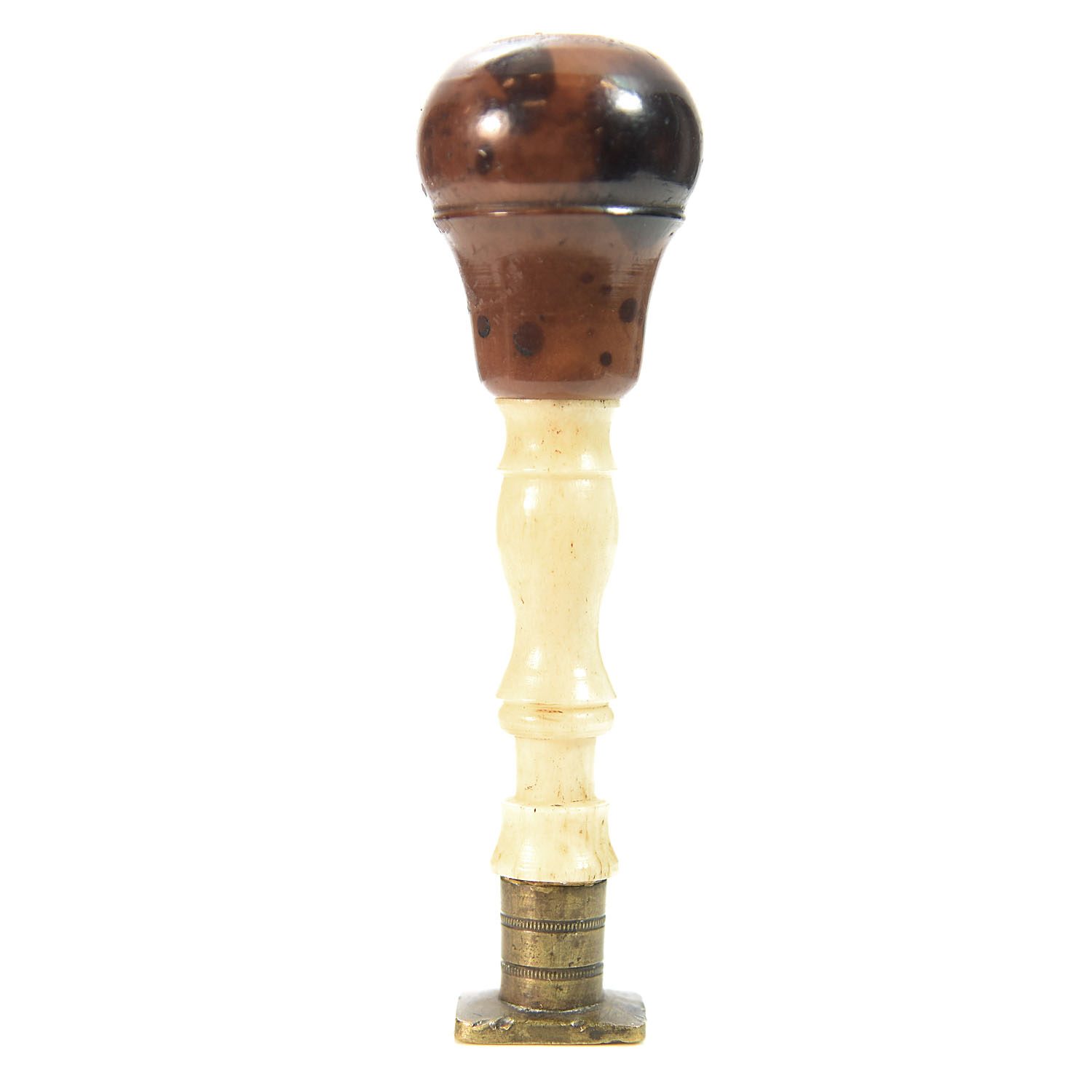 Sceau à cacheter de collection couleur beige clair et buis et bronze d'époque XIXème