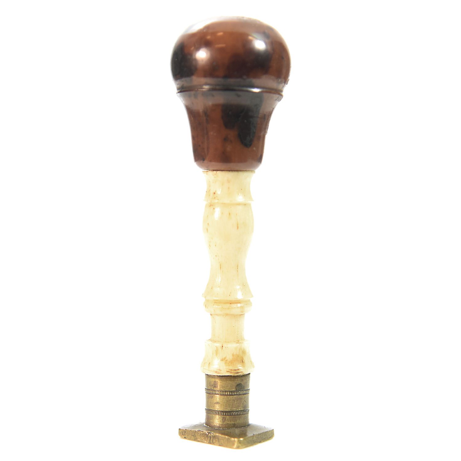 Sceau à cacheter de collection couleur beige clair et buis et bronze d'époque XIXème
