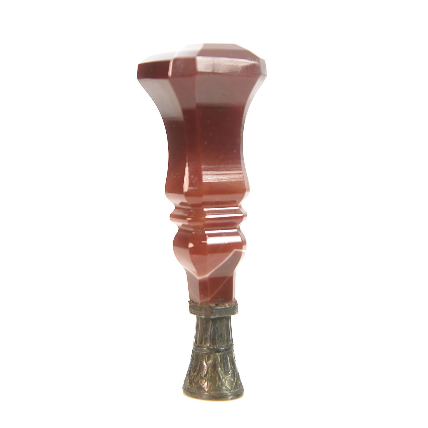 Sceau à cacheter de collection en agate et argent XIXème dans son coffret 