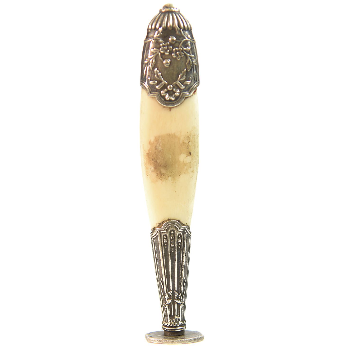 Sceau à cacheter de collection couleur beige clair et argent d'époque XIXème 