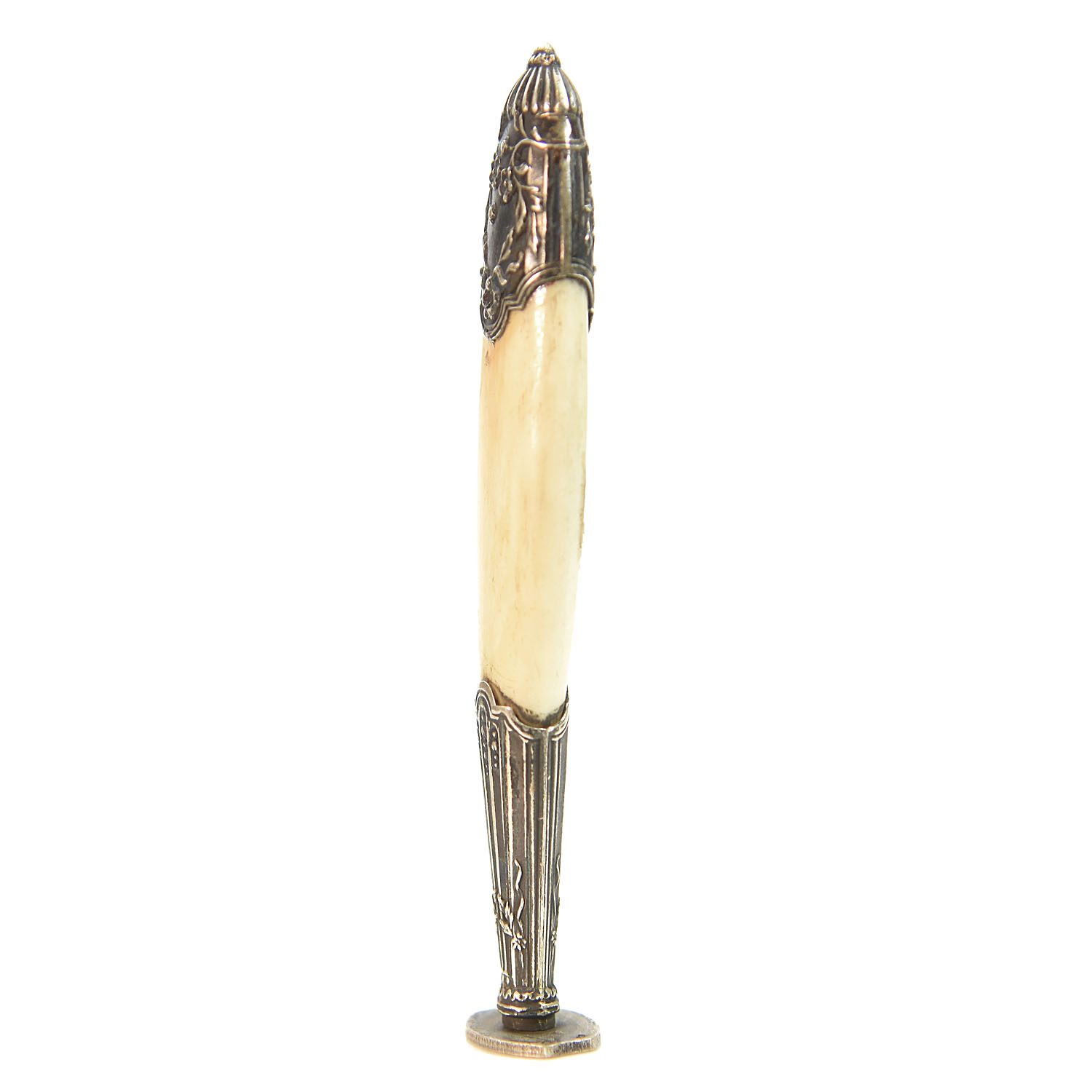 Sceau à cacheter de collection couleur beige clair et argent d'époque XIXème 