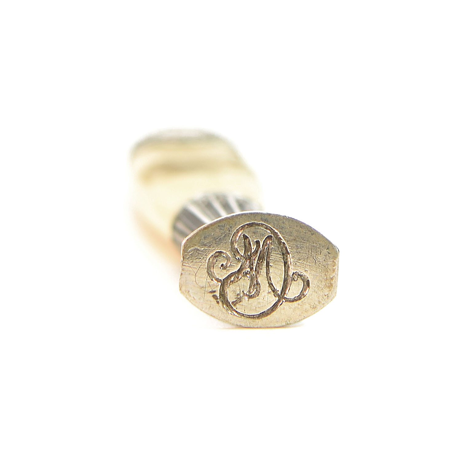 Sceau à cacheter de collection couleur beige clair et argent d'époque XIXème 