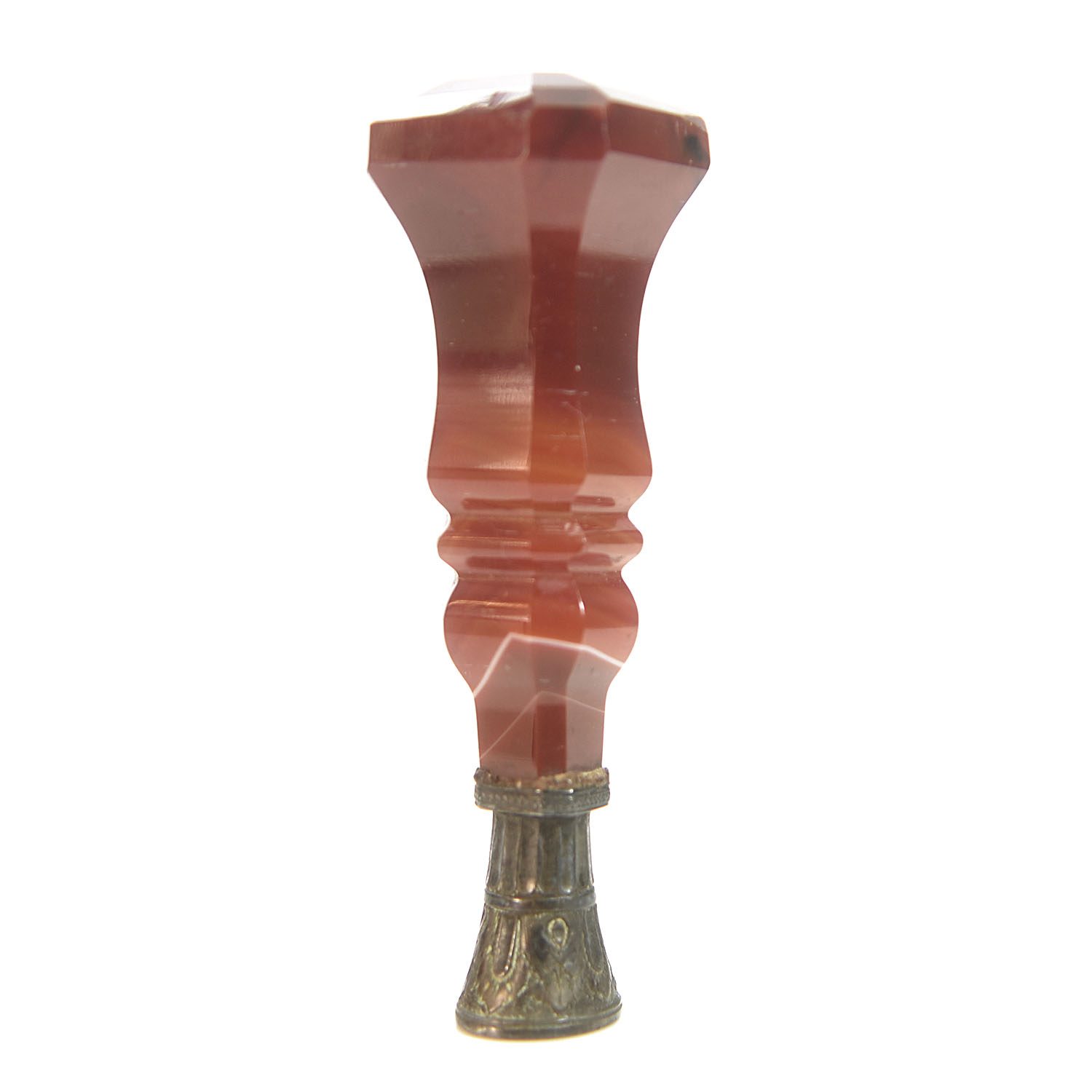 Sceau à cacheter de collection en agate et argent XIXème dans son coffret 
