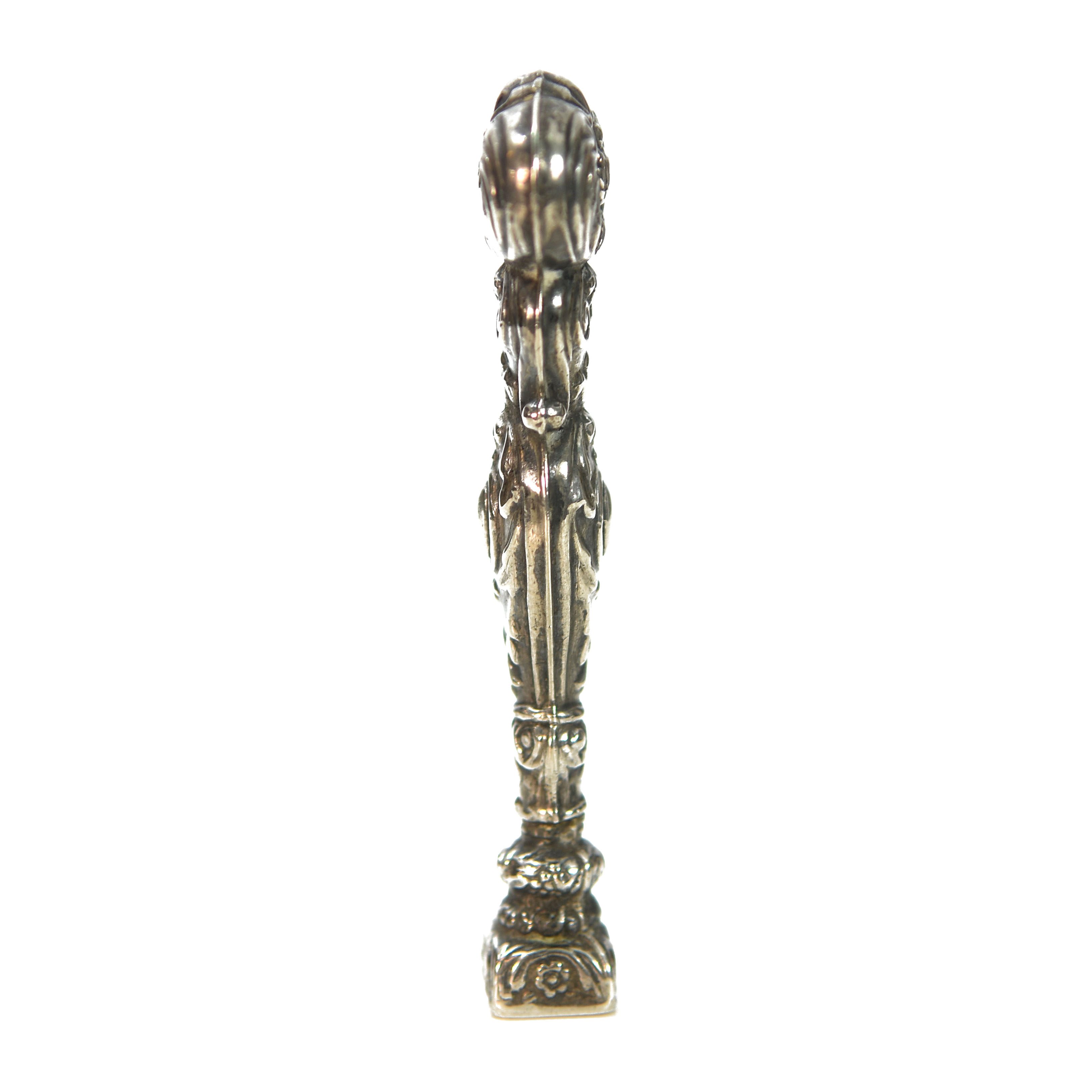 Sceau à cacheter de collection en argent décor rocaille 