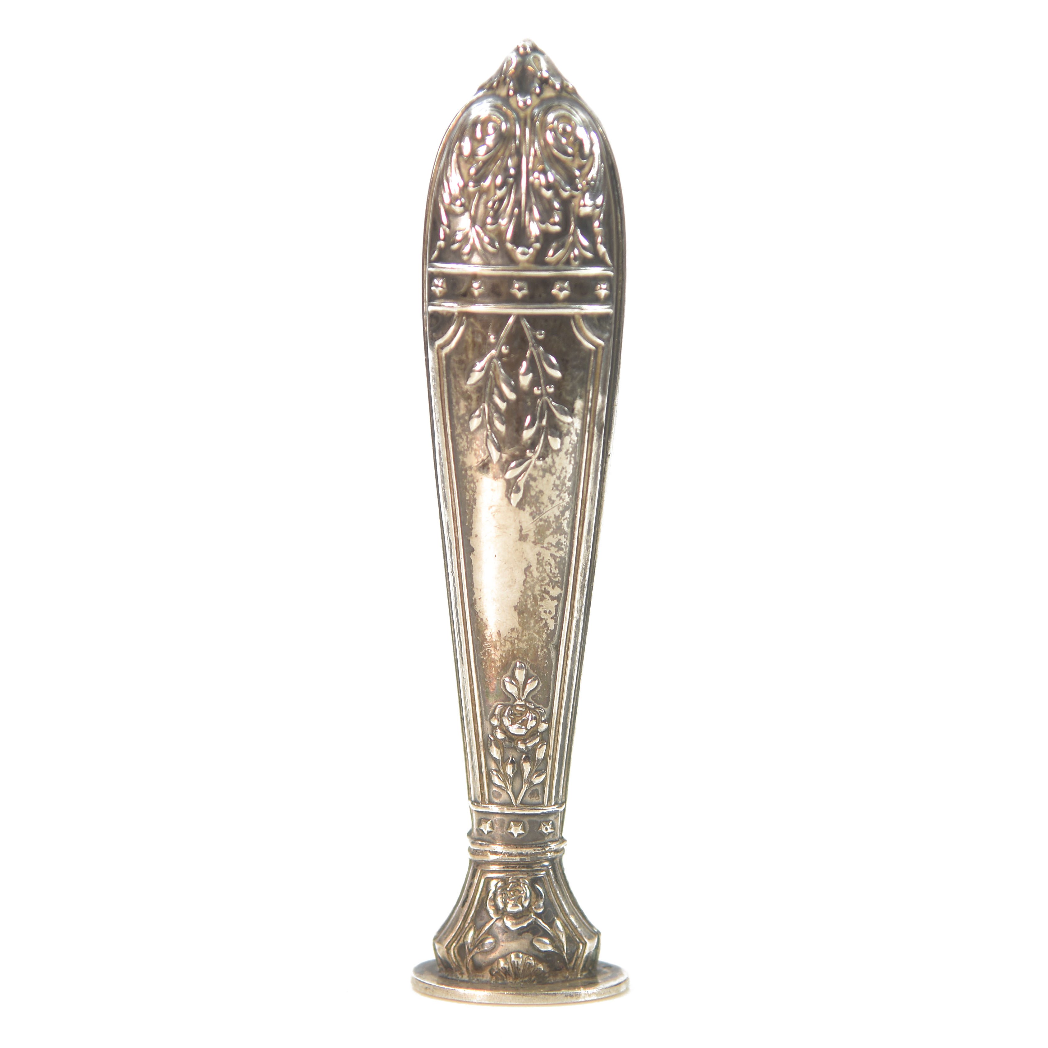 Sceau à cacheter de collection en argent ou métal argenté décor Floral
