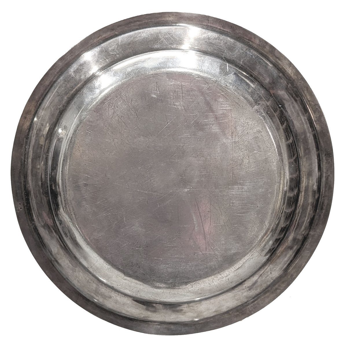 Plat rond en métal argenté maison Boulenger 