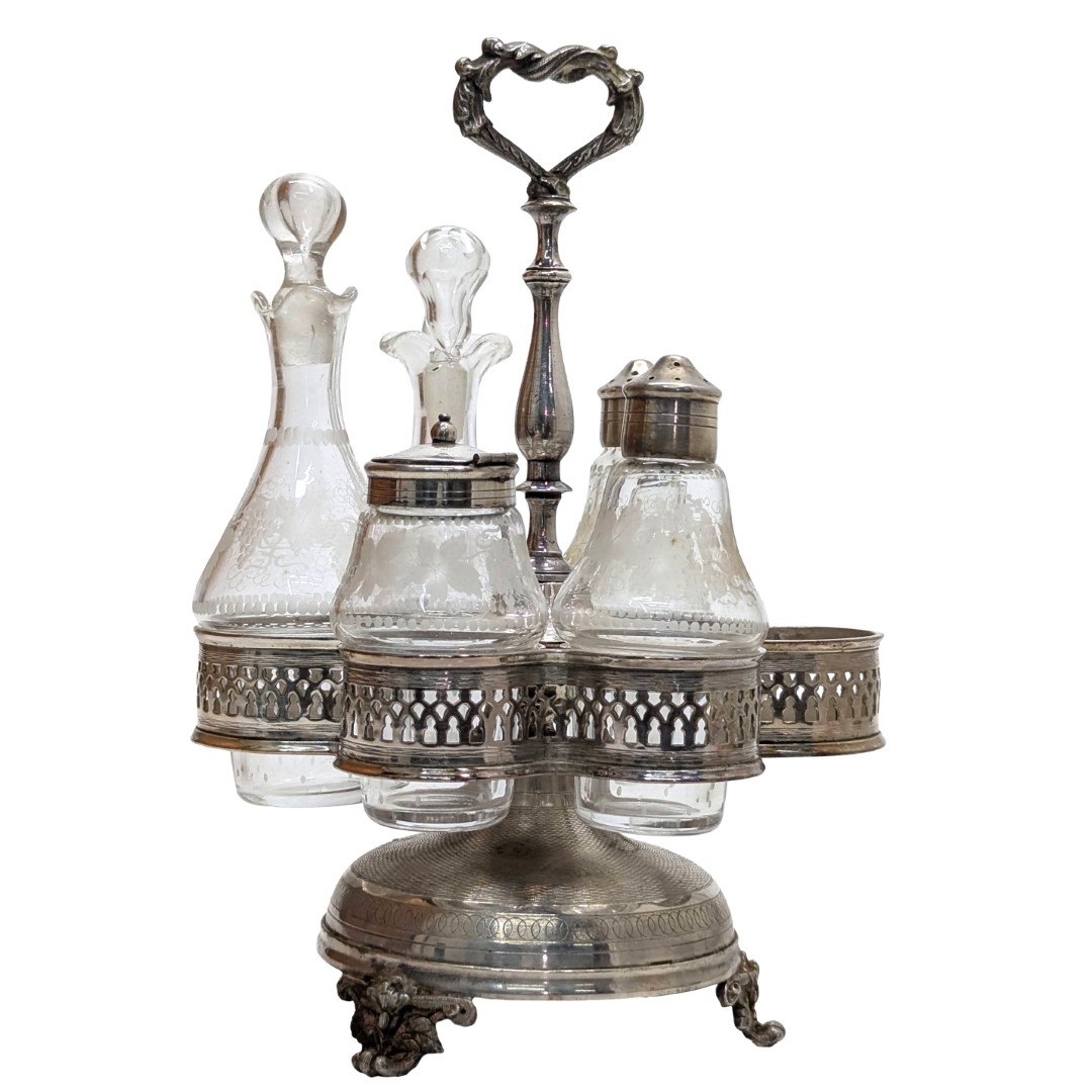porte condiment en métal argenté et cristal christofle?