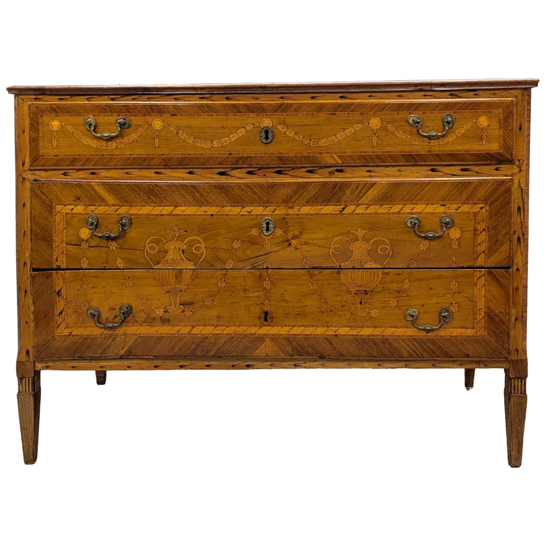 Commode Lombarde en marqueterie d'époque XVIIIème
