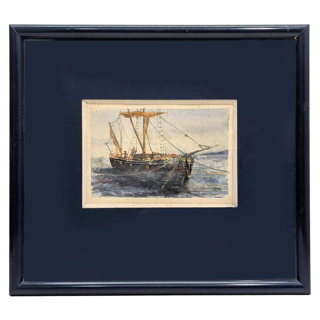 Dessin aquarelle marine signée