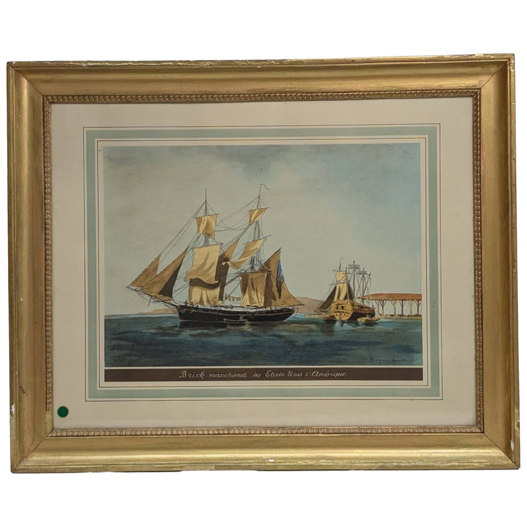 Jean Jérome Beaugean aquarelle Brick marchand des états unis d'Amérique 