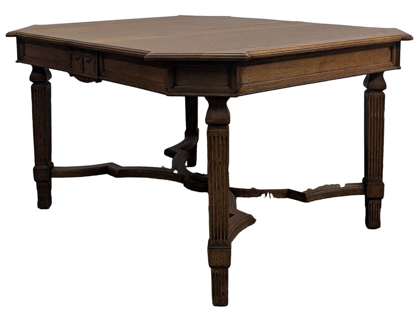 Table de salle à manger à rallonges en chêne de style Louis XVI