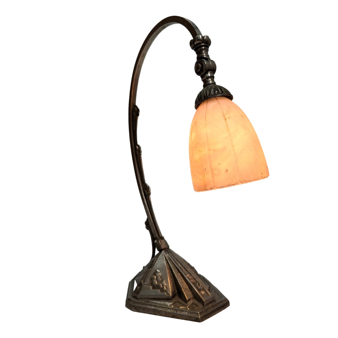 Lampe de bureau articulée en bronze argenté époque 1900