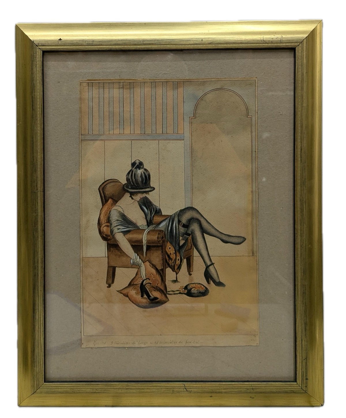 Georges Conrad aquarelle 1900 jeune femme alanguie 