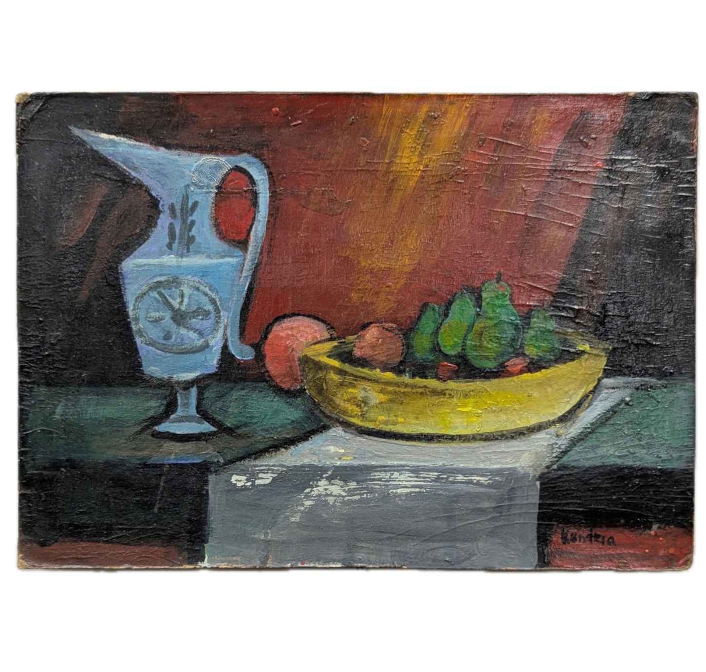Nature morte huile sur carton par Rudolf Kundera 
