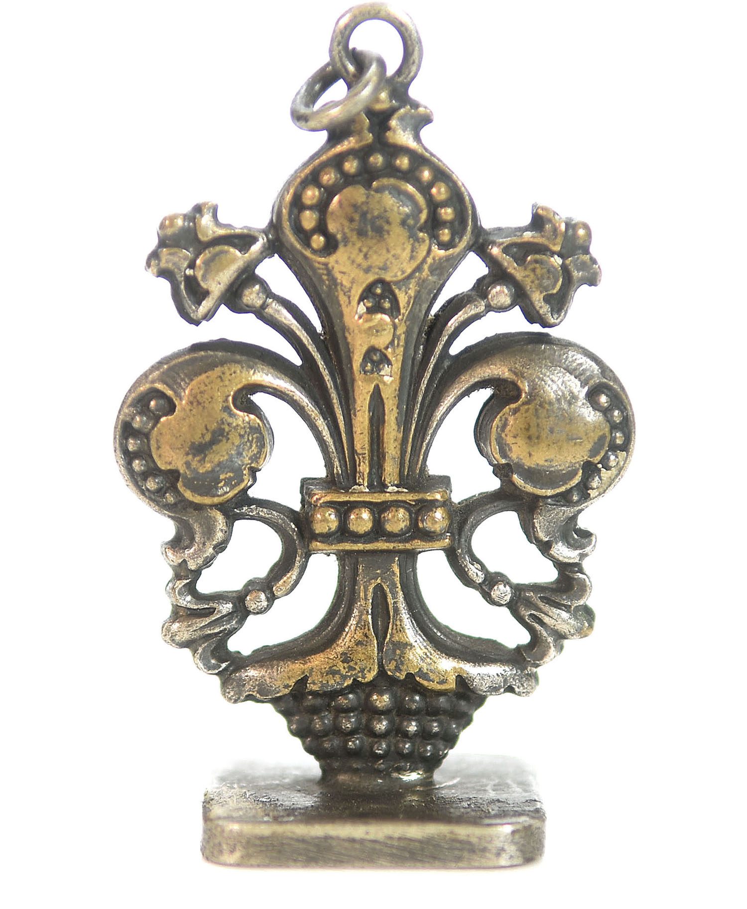 Sceau à cacheter (seal) bronze argenté fleur de Lys 