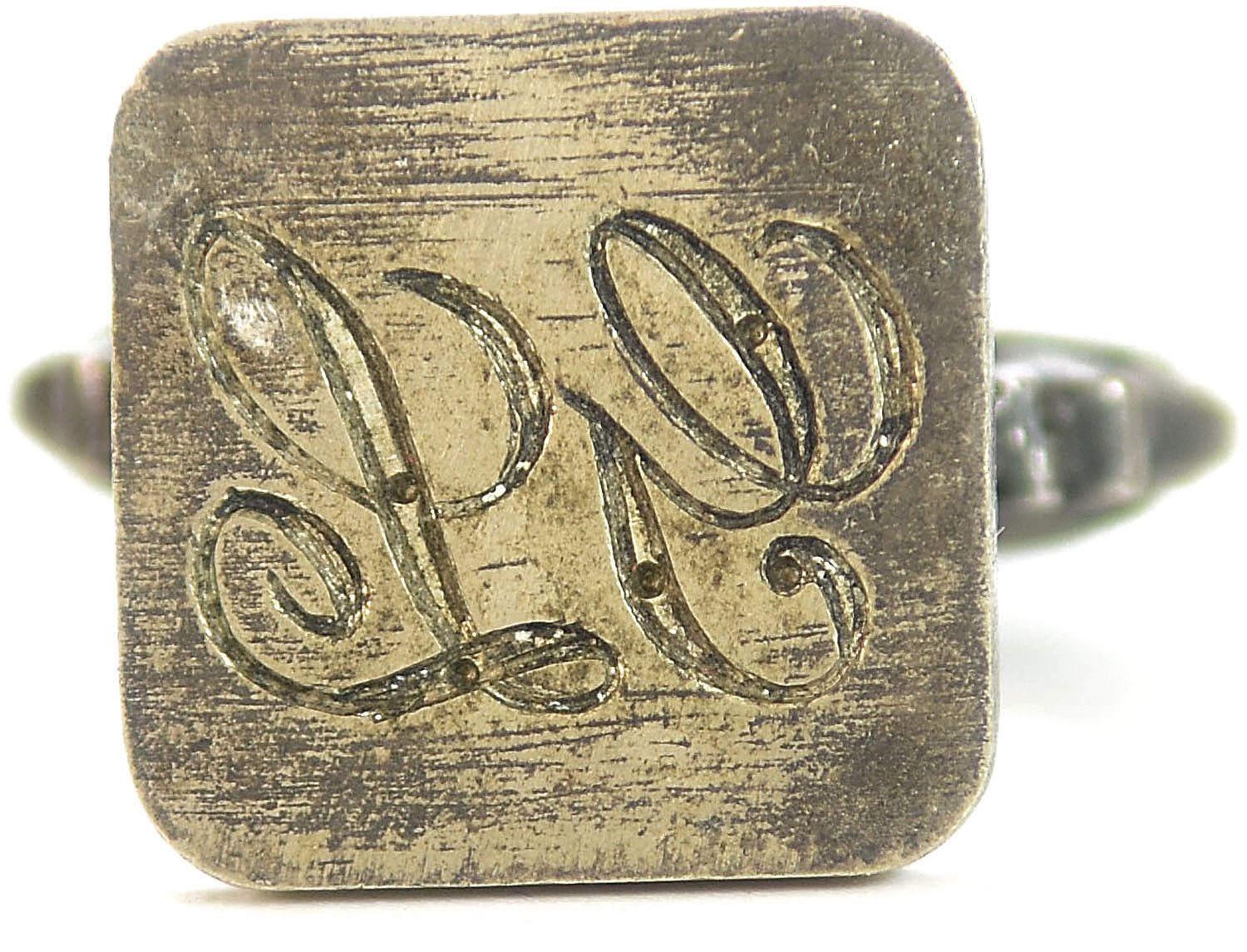 Sceau à cacheter (seal) bronze argenté fleur de Lys 